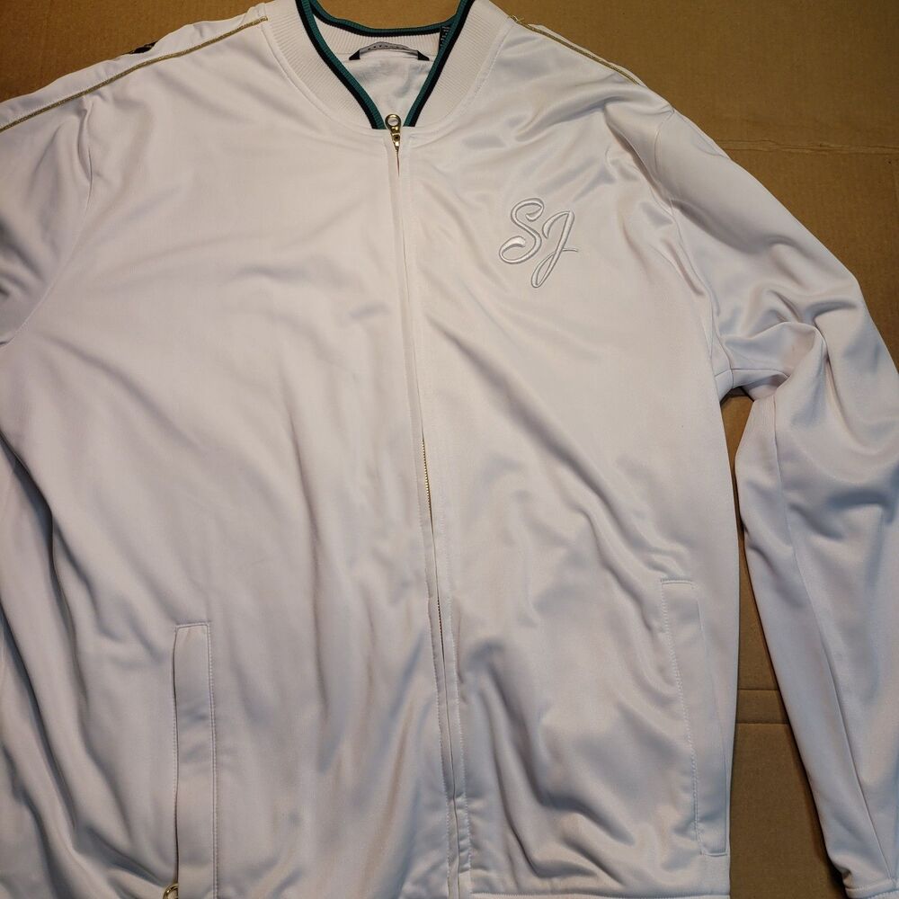 Sean John Streetwear Hip Hop Mens 4XL Track Suit Jacket Embroidered Snake White